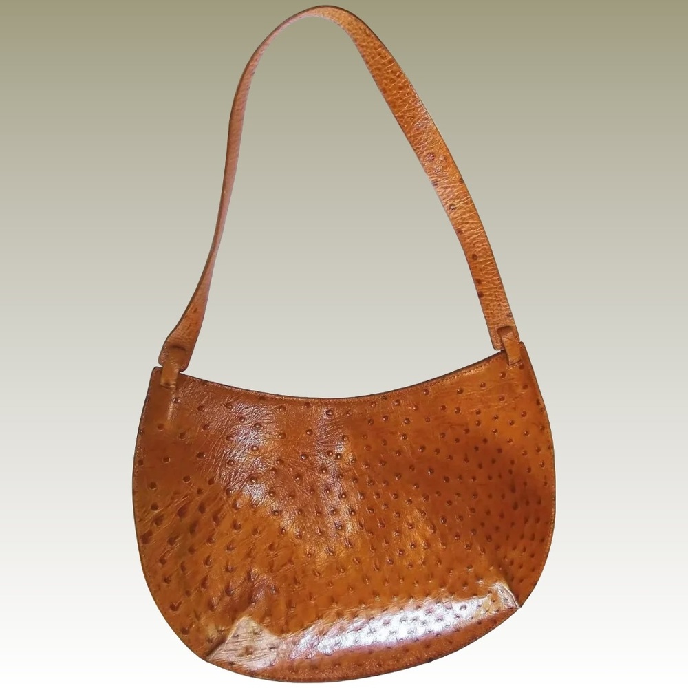 DKNY: Vintage Ostrich Leather Shoulder Bag. Rare!